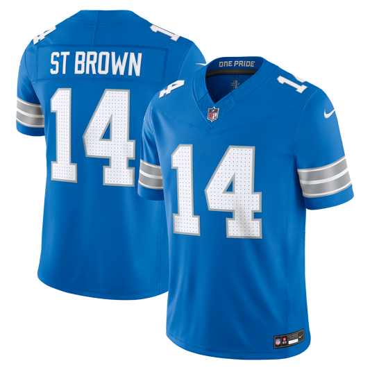 Amon-Ra St. Brown Detroit Lions Nike Blue Team Vapor F.U.S.E. Stitched Limited Jersey