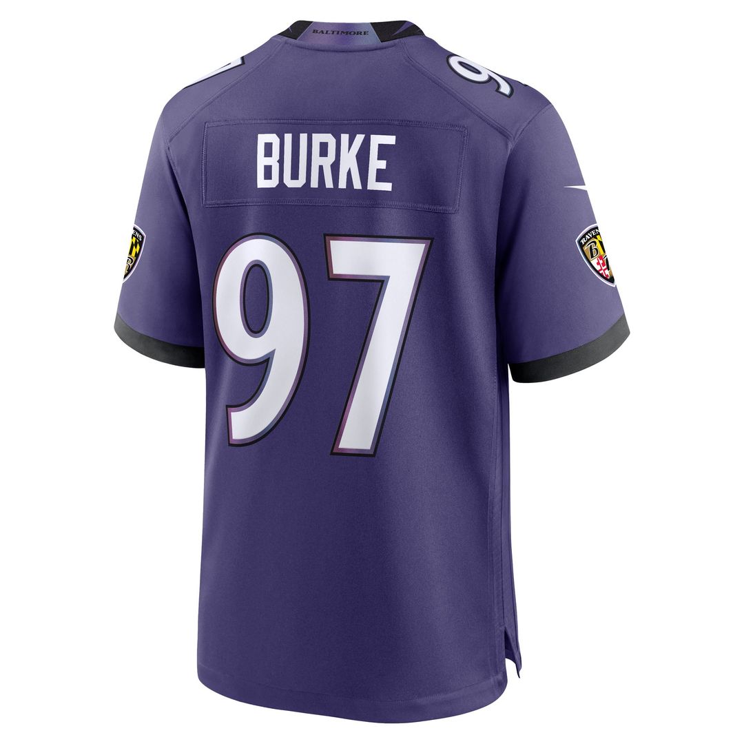 Ethan Burke Baltimore Ravens Nike Purple Team Game Jersey