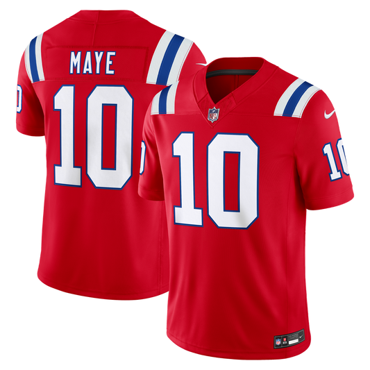 Drake Maye New England Patriots Nike Red Alternate Vapor F.U.S.E. Stitched Limited Jersey