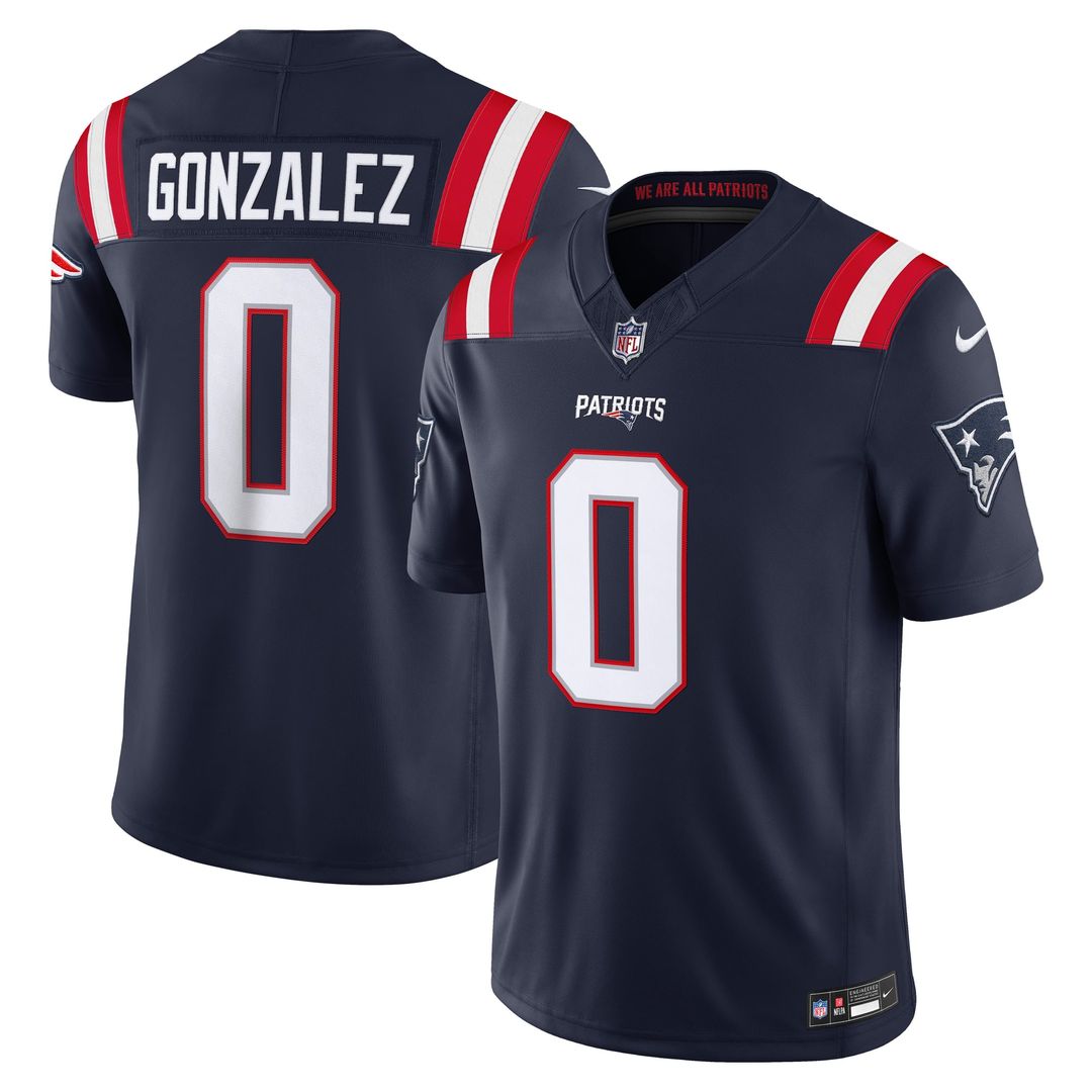 Christian Gonzalez New England Patriots Nike Navy Team Vapor F.U.S.E. Stitched Limited Jersey