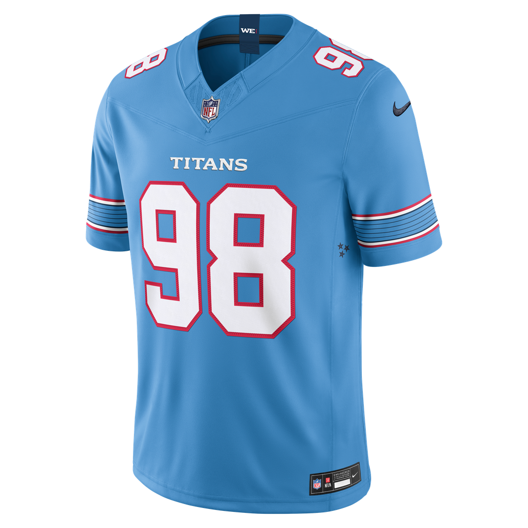 Jeffery Simmons Tennessee Titans Nike Light Blue Team Vapor F.U.S.E. Stitched Limited Jersey