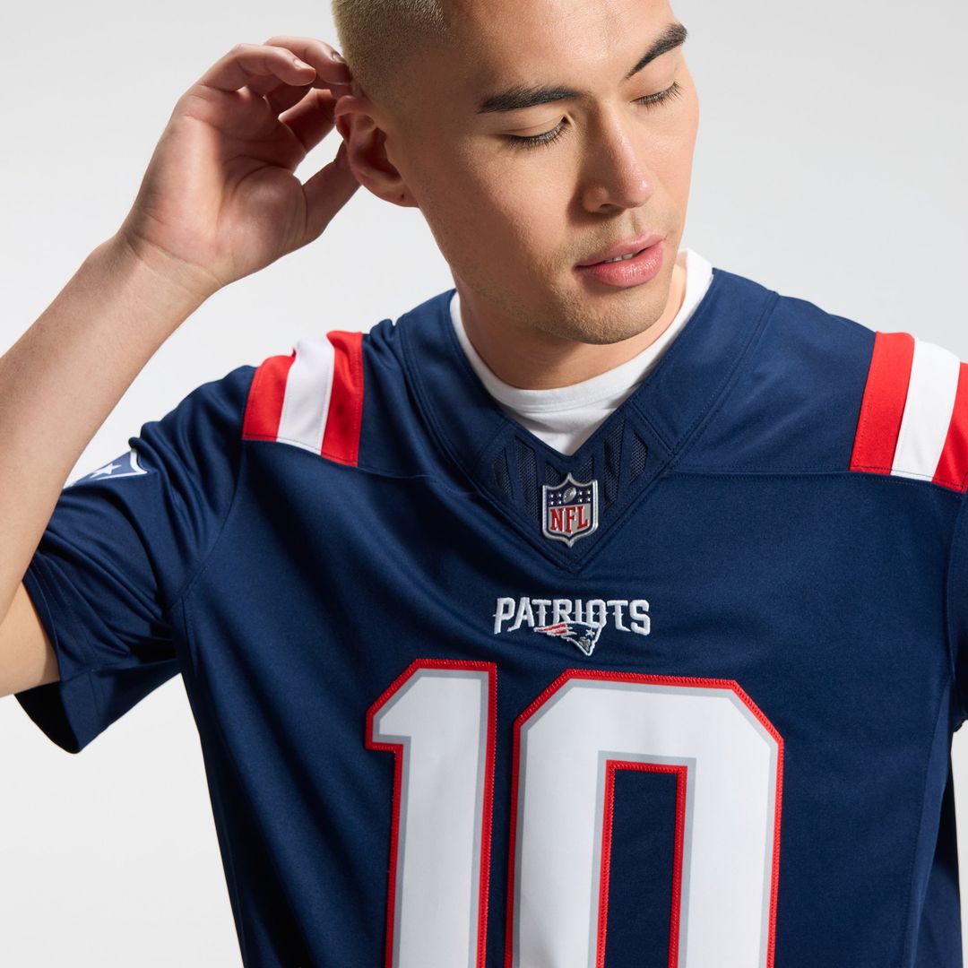 Drake Maye New England Patriots Nike Navy Team Vapor F.U.S.E. Stitched Limited Jersey