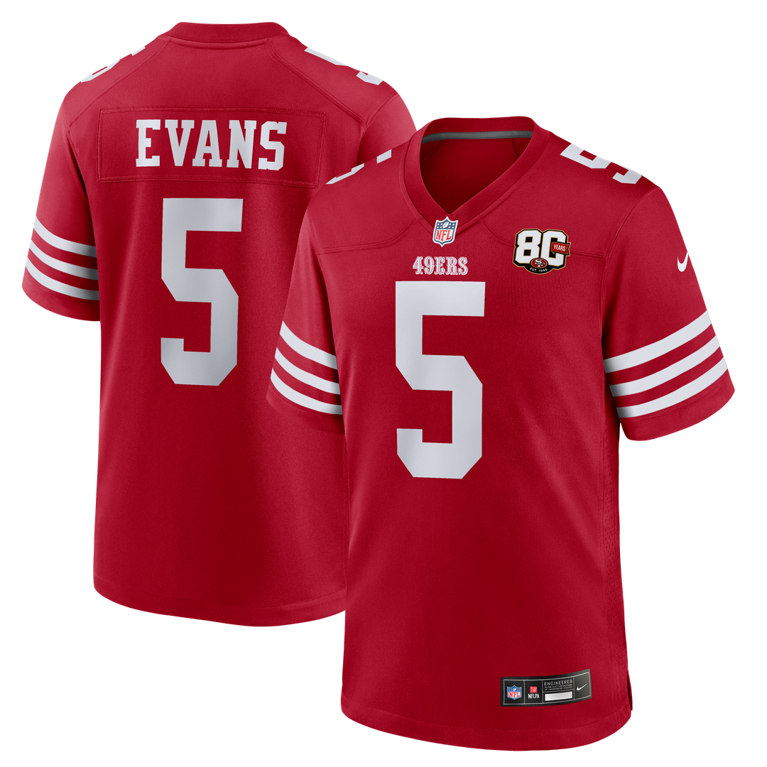 Mike Evans San Francisco 49ers Nike Scarlet 80th Anniversary Game Jersey