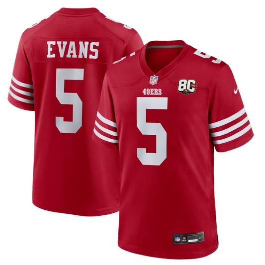 Mike Evans San Francisco 49ers Nike Scarlet 80th Anniversary Game Jersey