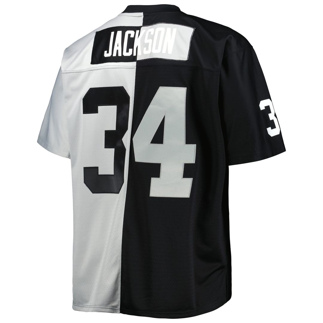 Bo Jackson Las Vegas Raiders Mitchell & Ness Black/Silver Big & Tall Split Legacy Retired Player Replica Jersey