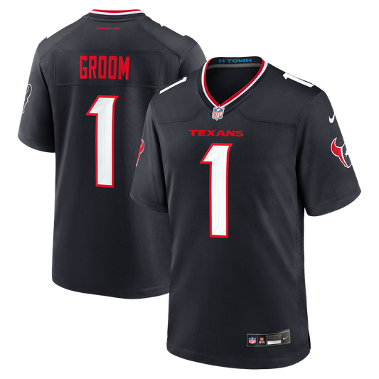 Houston Texans Number 1 Groom Nike Navy Game Jersey