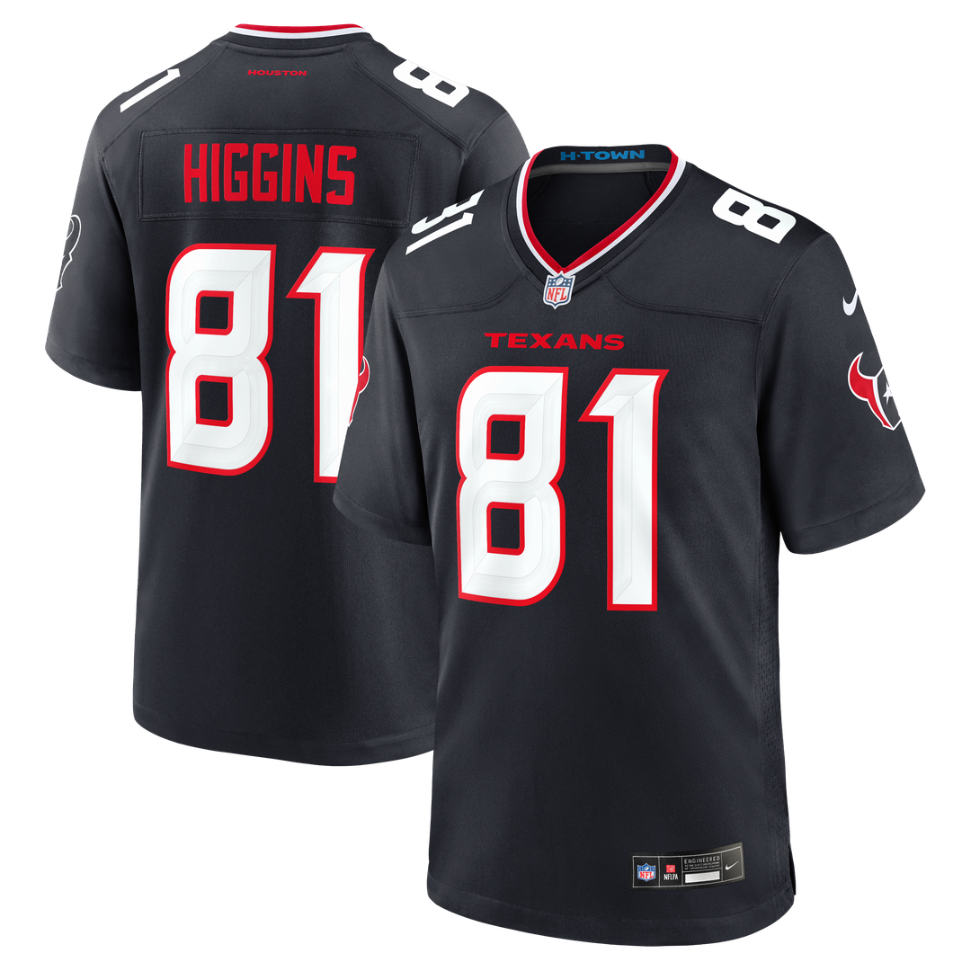 Jayden Higgins Houston Texans Nike Navy Game Jersey