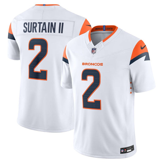 Pat Surtain II Denver Broncos Nike White Vapor F.U.S.E. Stitched Limited Jersey
