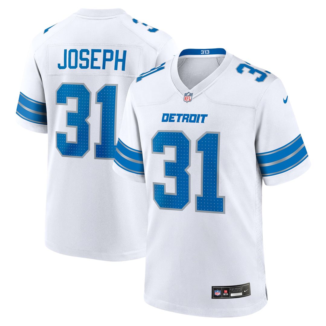 Kerby Joseph Detroit Lions Nike White Game Jersey