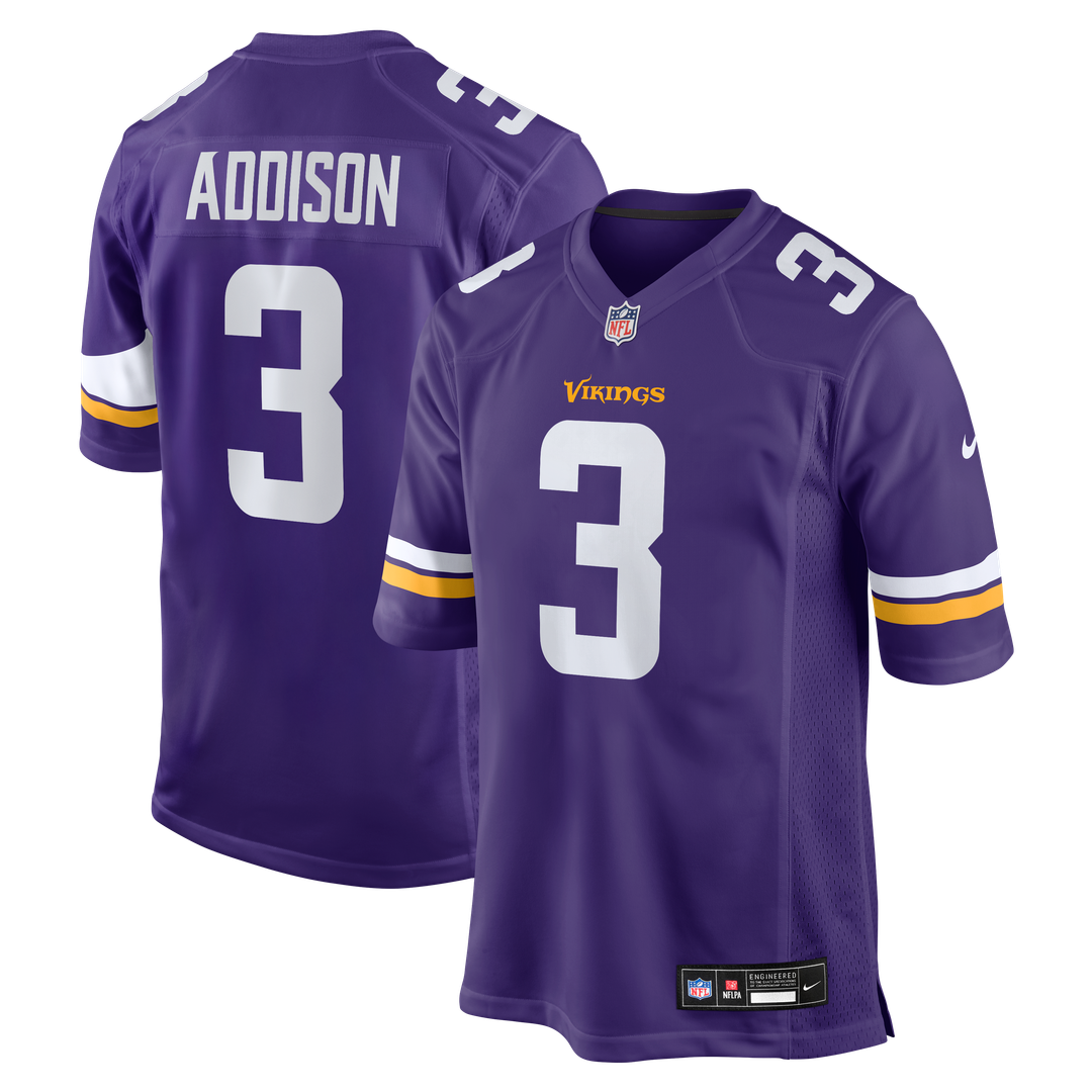 Jordan Addison Minnesota Vikings Nike Purple Game Jersey