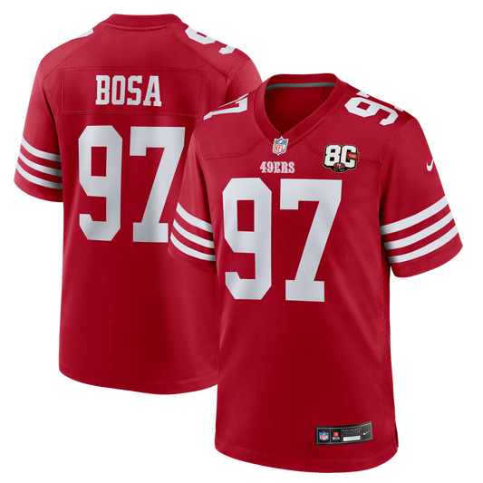 Nick Bosa San Francisco 49ers Nike Scarlet 80th Anniversary Game Jersey