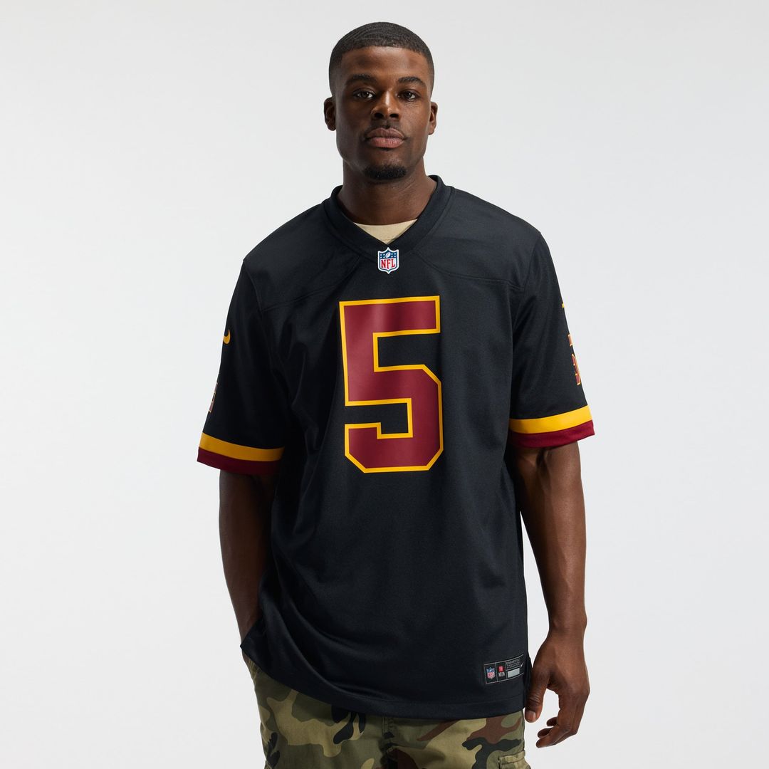 Jayden Daniels Washington Commanders Hail Raiser Nike Black Alternate Game Jersey