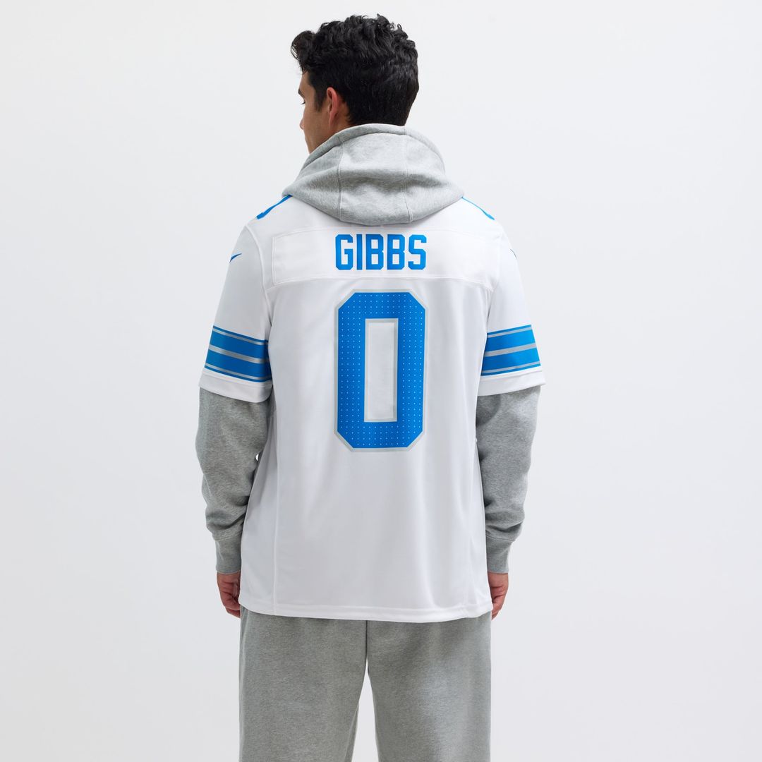 Jahmyr Gibbs Detroit Lions Nike White Vapor F.U.S.E. Limited Jersey