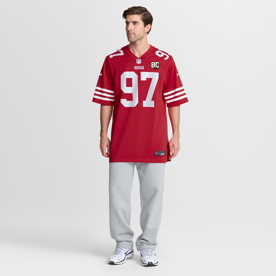 Nick Bosa San Francisco 49ers Nike Scarlet 80th Anniversary Game Jersey