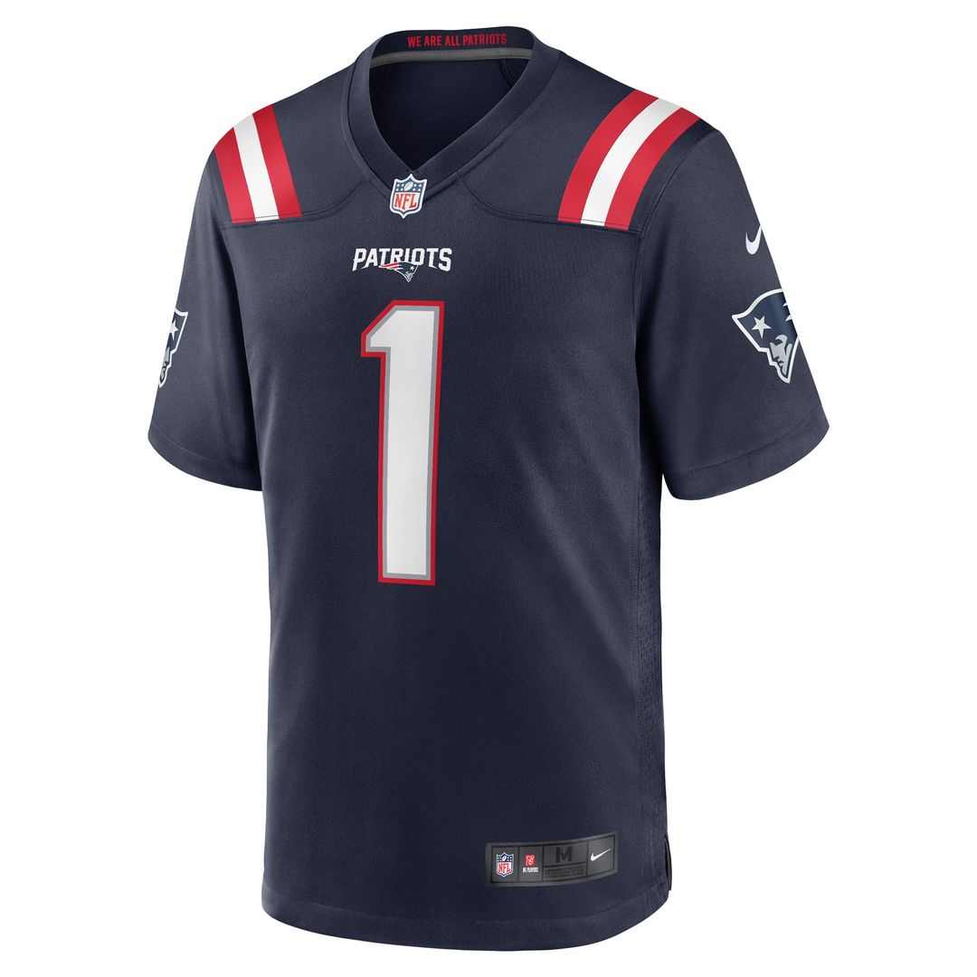 New England Patriots Number 1 Dad Nike Navy Game Jersey