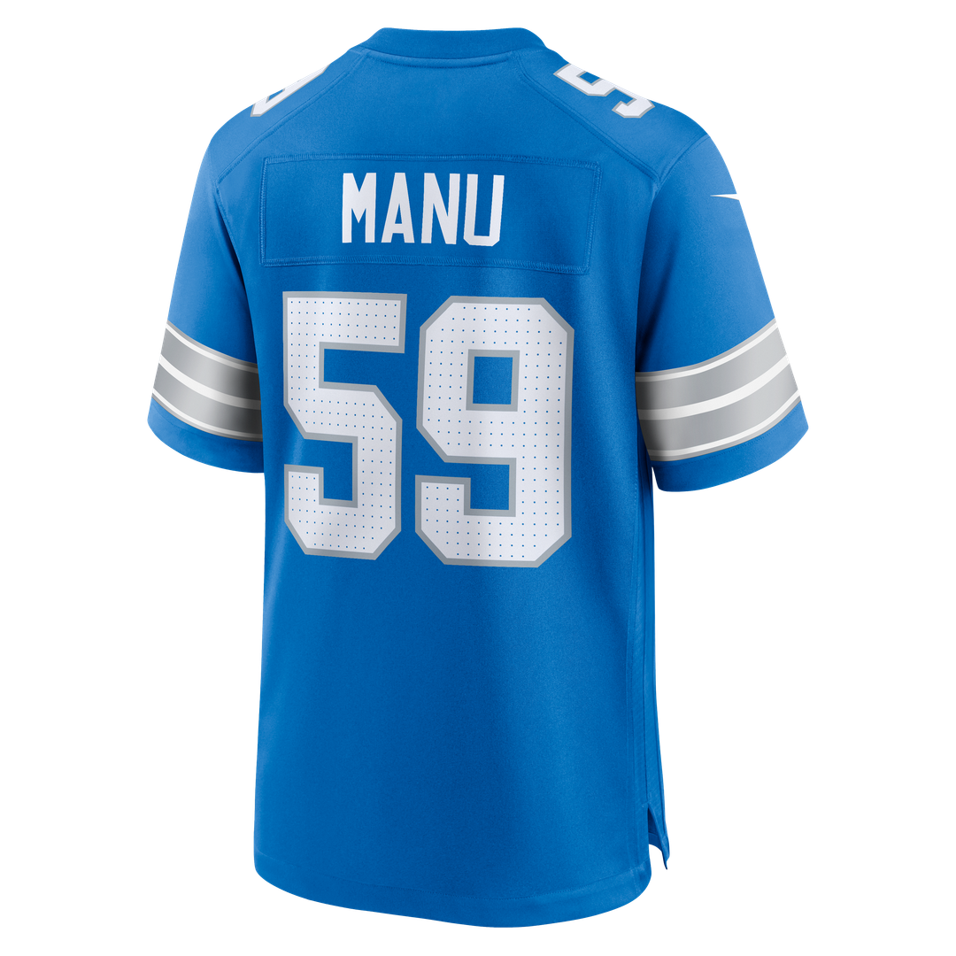 Giovanni Manu Detroit Lions Nike Blue Team Game Jersey