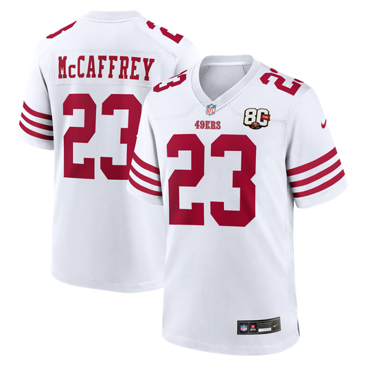 Christian McCaffrey San Francisco 49ers Nike White 80th Anniversary Game Jersey