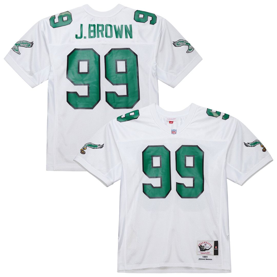 Jerome Brown Philadelphia Eagles Mitchell & Ness White 1991 Authentic Throwback Retired Player Jersey