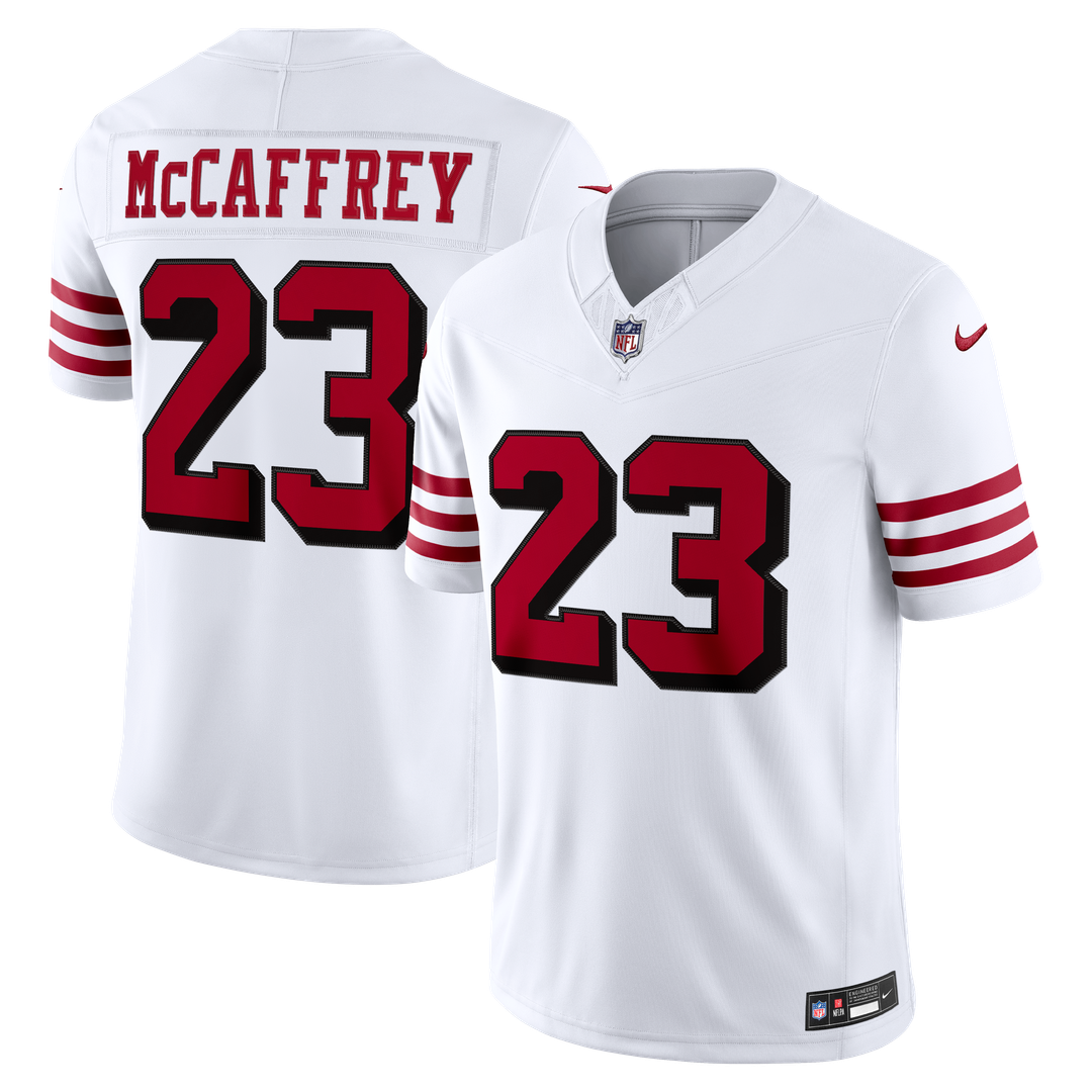 Christian McCaffrey San Francisco 49ers Nike White Alternate Vapor F.U.S.E. Stitched Limited Jersey