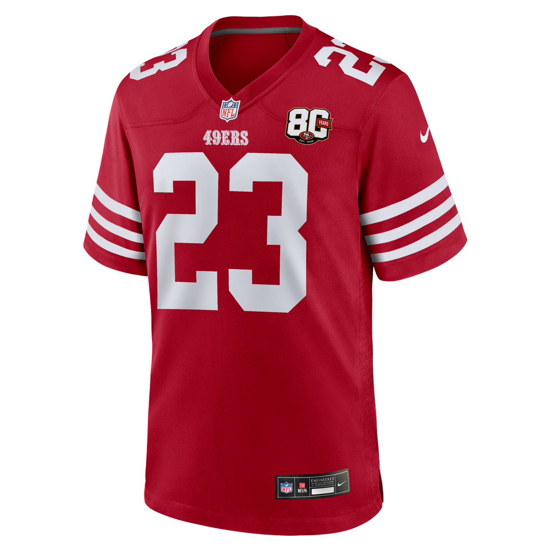 Christian McCaffrey San Francisco 49ers Nike White 80th Anniversary Game Jersey