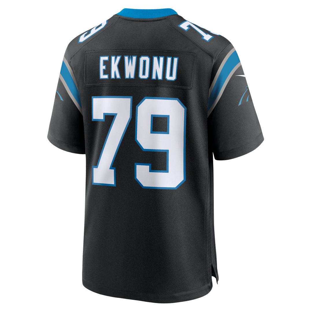 Ikem Ekwonu Carolina Panthers Nike Black Game Jersey