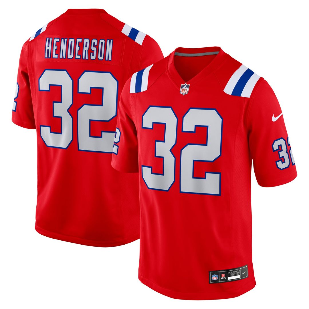 TreVeyon Henderson New England Patriots Nike Red Alternate Game Player Jersey