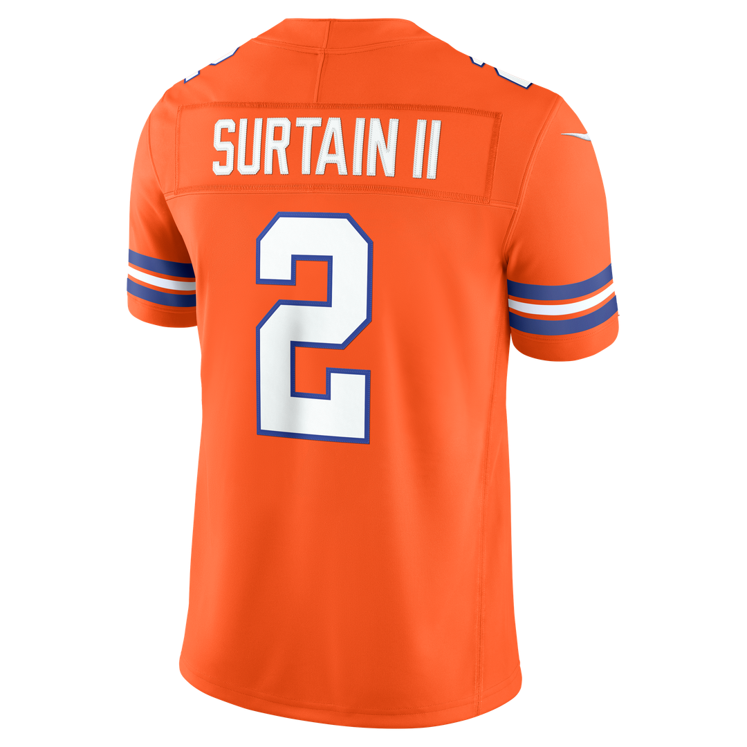 Pat Surtain II Denver Broncos Nike Orange Alternate Mile High Collection 1977 Throwback Vapor F.U.S.E. Stitched Limited Jersey