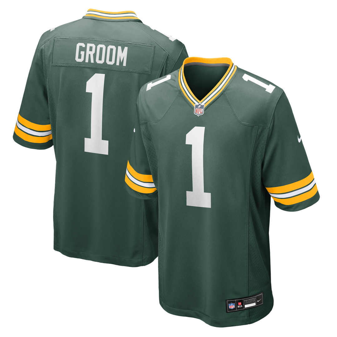 Green Bay Packers Number 1 Groom Nike Green Game Jersey