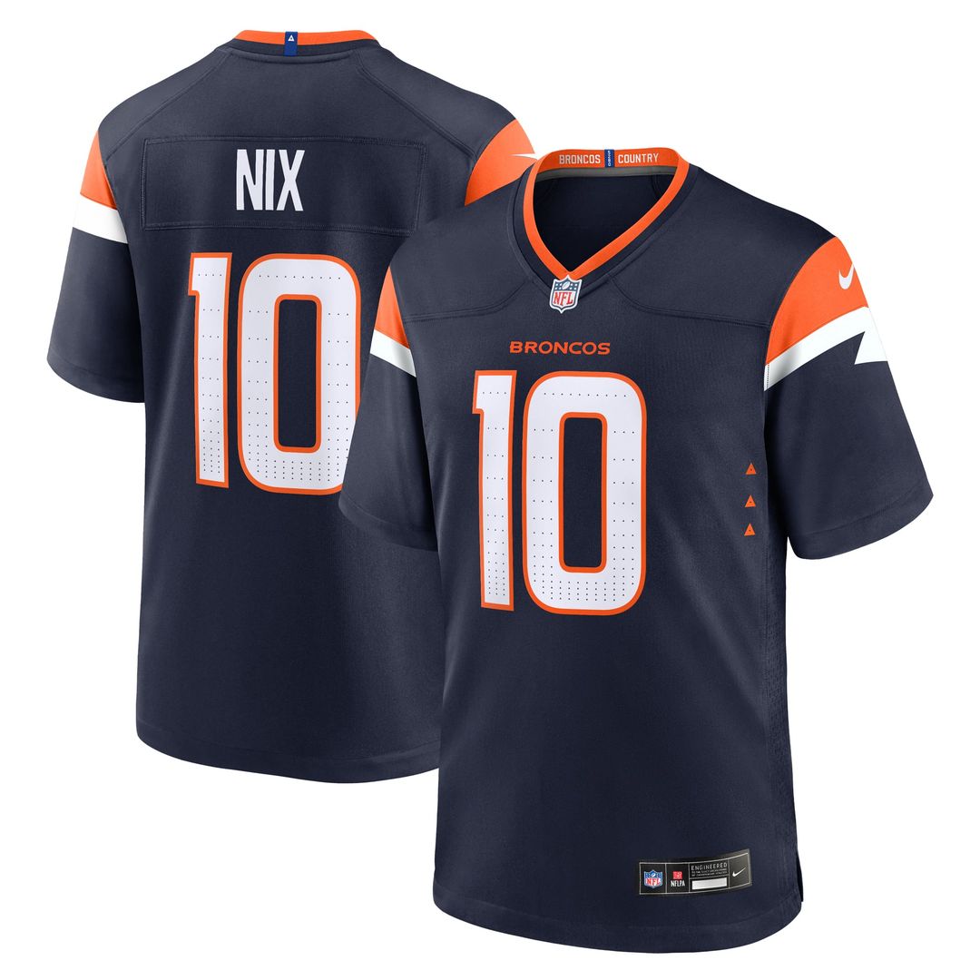 Bo Nix Denver Broncos Nike Navy Alternate Game Jersey