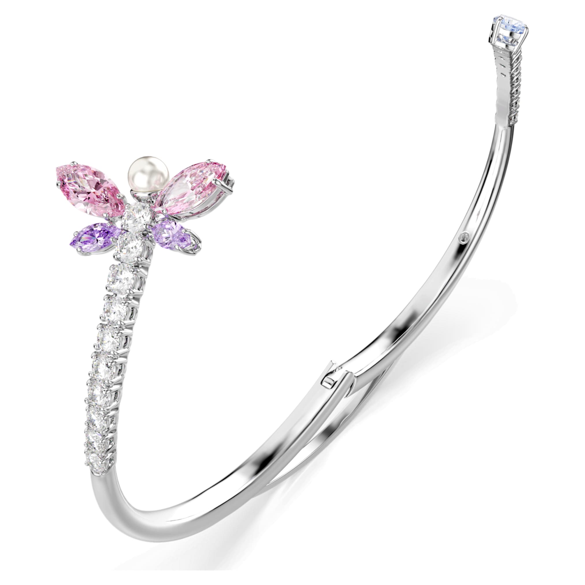 Ariana Grande x Swarovski bangle Mixed cuts, Dragonfly, Multicolored, Rhodium plated