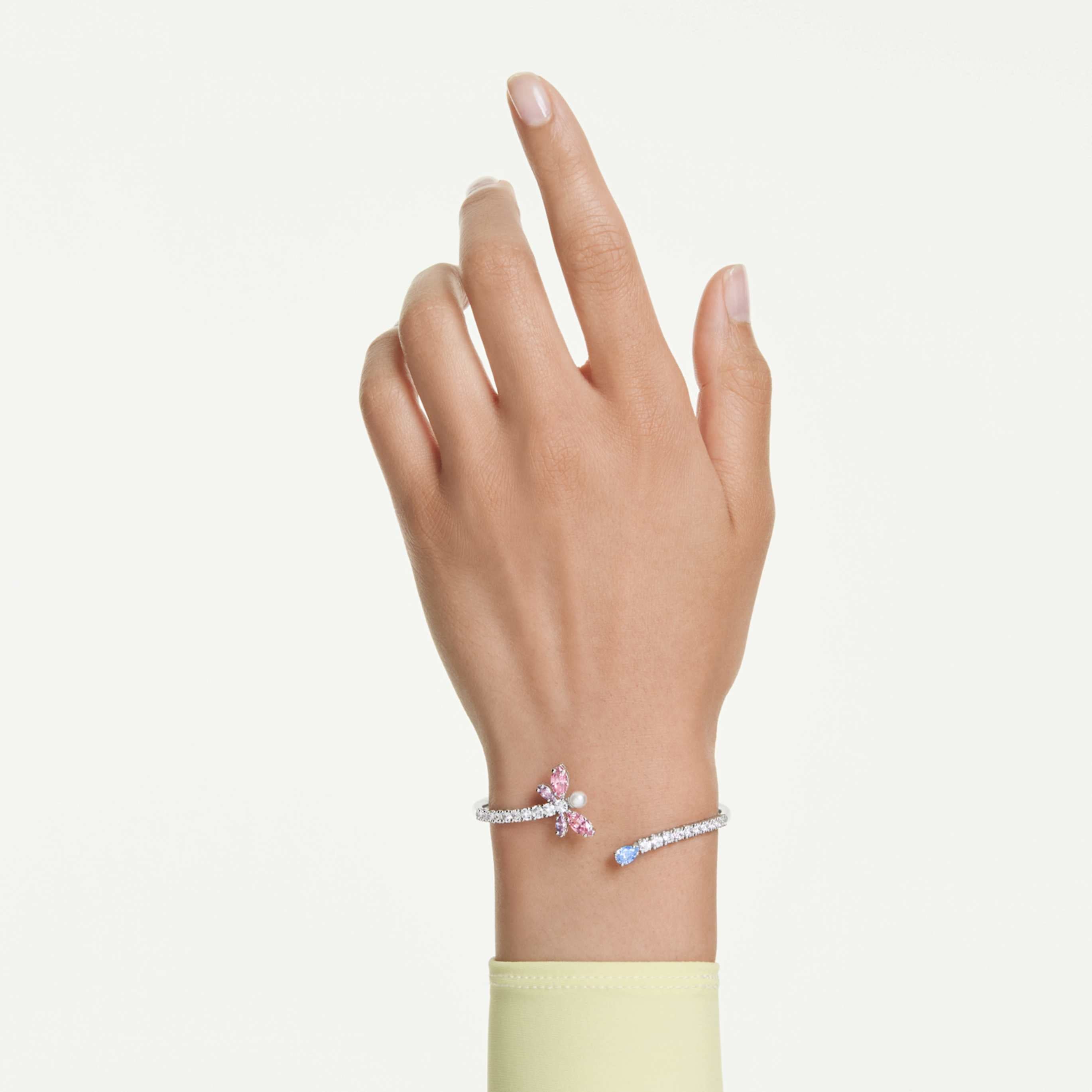 Ariana Grande x Swarovski bangle Mixed cuts, Dragonfly, Multicolored, Rhodium plated