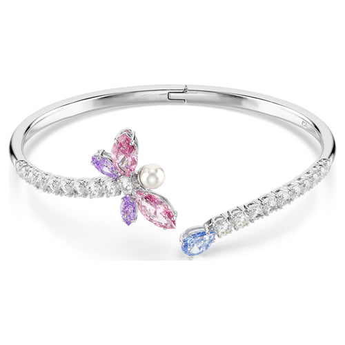 Ariana Grande x Swarovski bangle Mixed cuts, Dragonfly, Multicolored, Rhodium plated