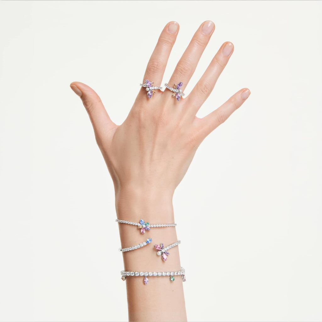 Ariana Grande x Swarovski bracelet Mixed cuts, Flower, Multicolored, Rhodium plated