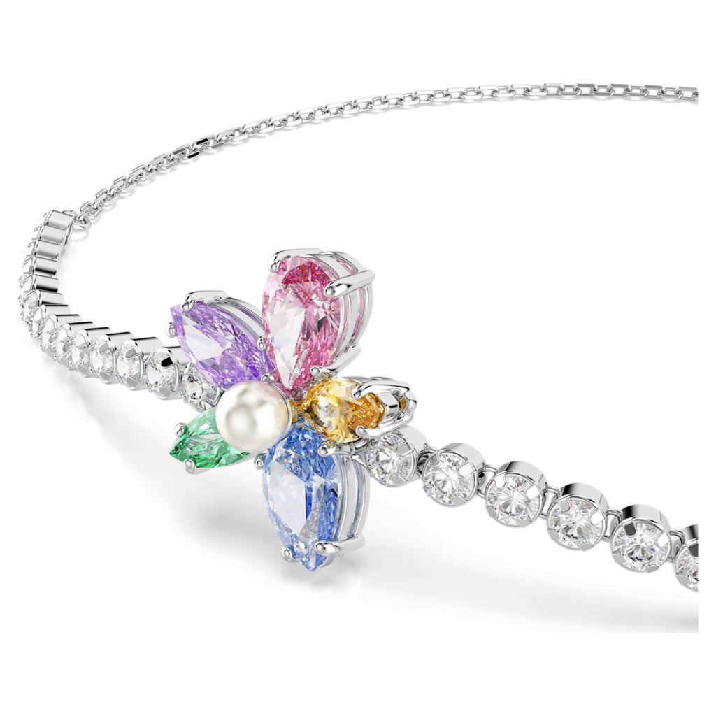 Ariana Grande x Swarovski bracelet Mixed cuts, Flower, Multicolored, Rhodium plated