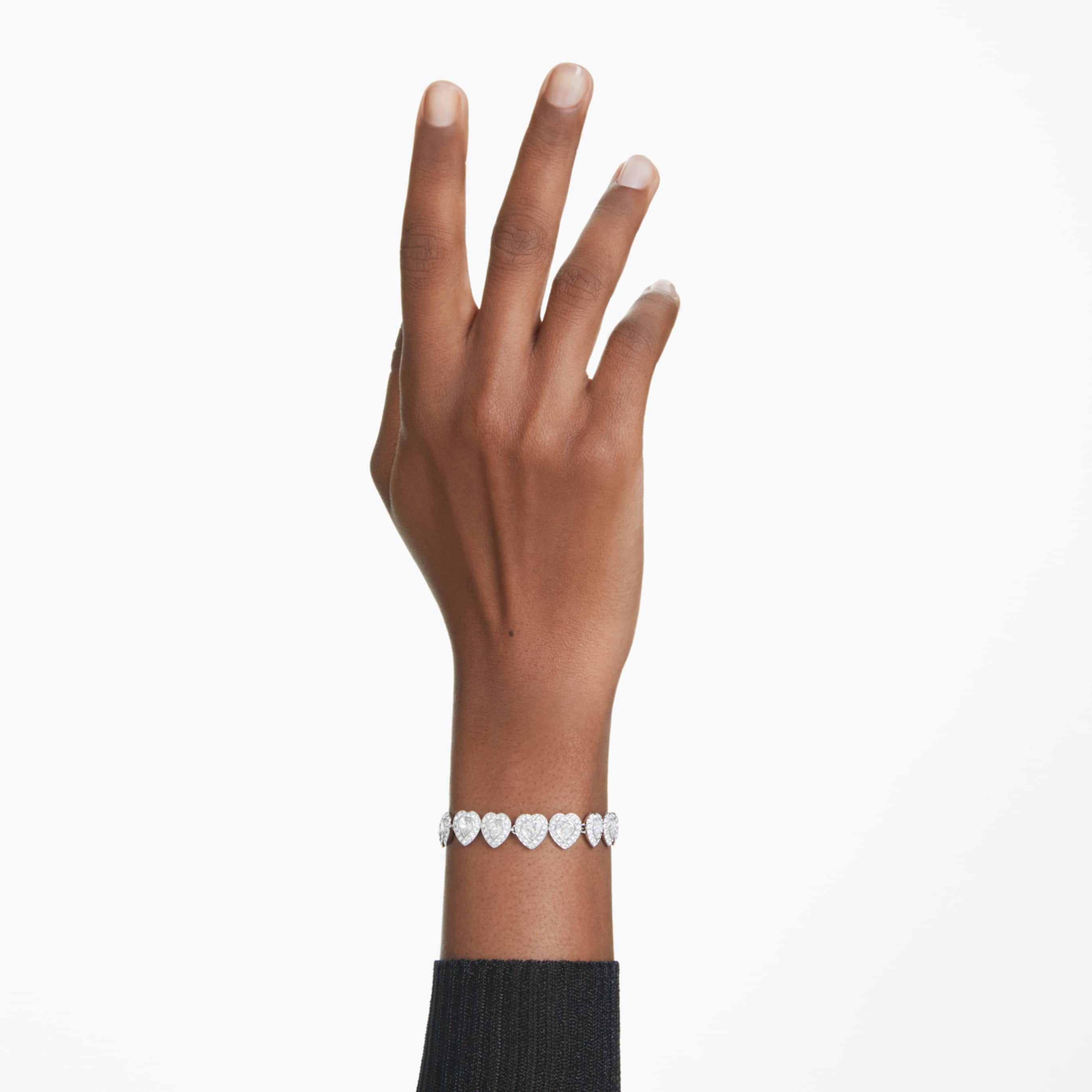 Ariana Grande x Swarovski bracelet Mixed cuts, Heart, White, Rhodium plated