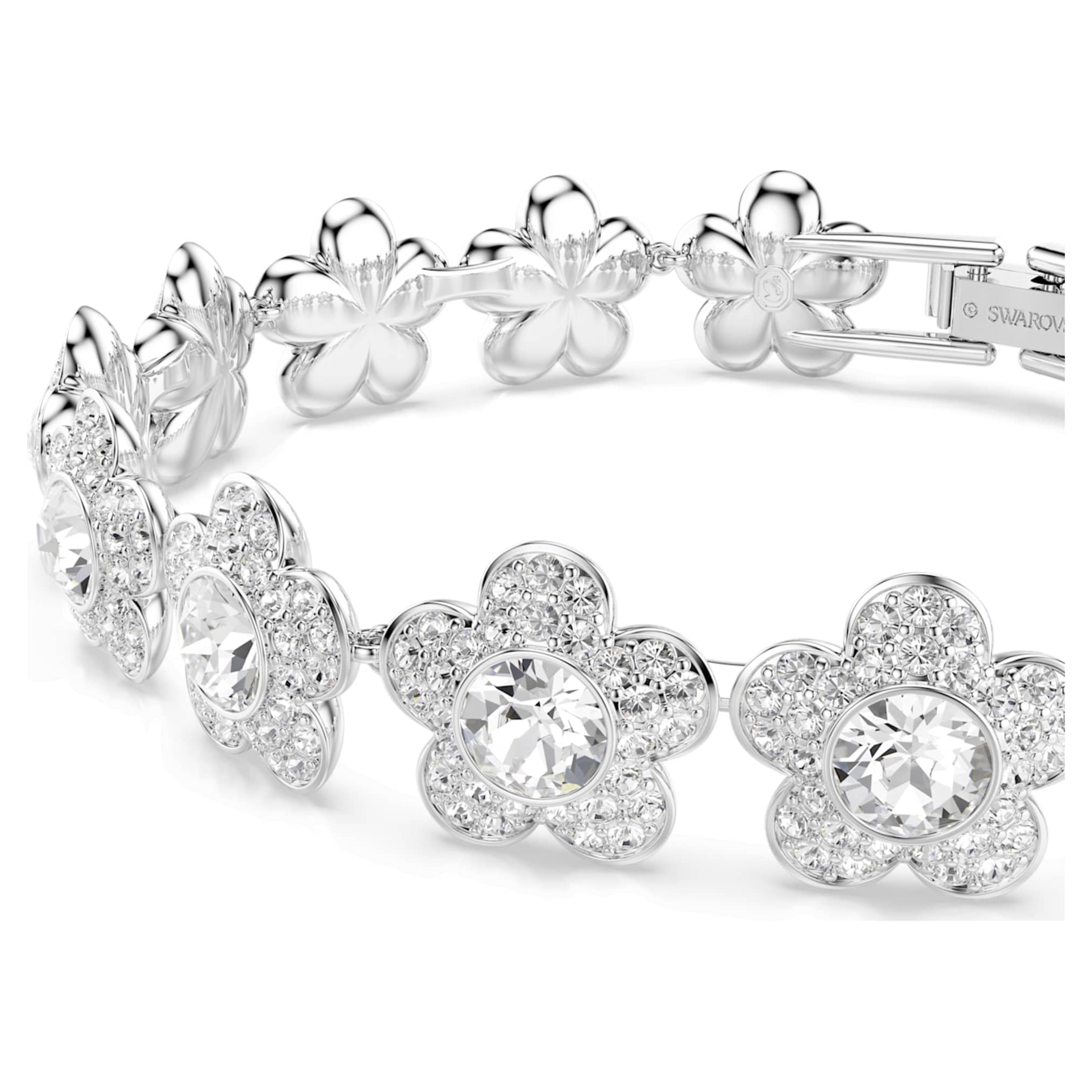 Ariana Grande x Swarovski bracelet Round cut, Flower, White, Rhodium plated