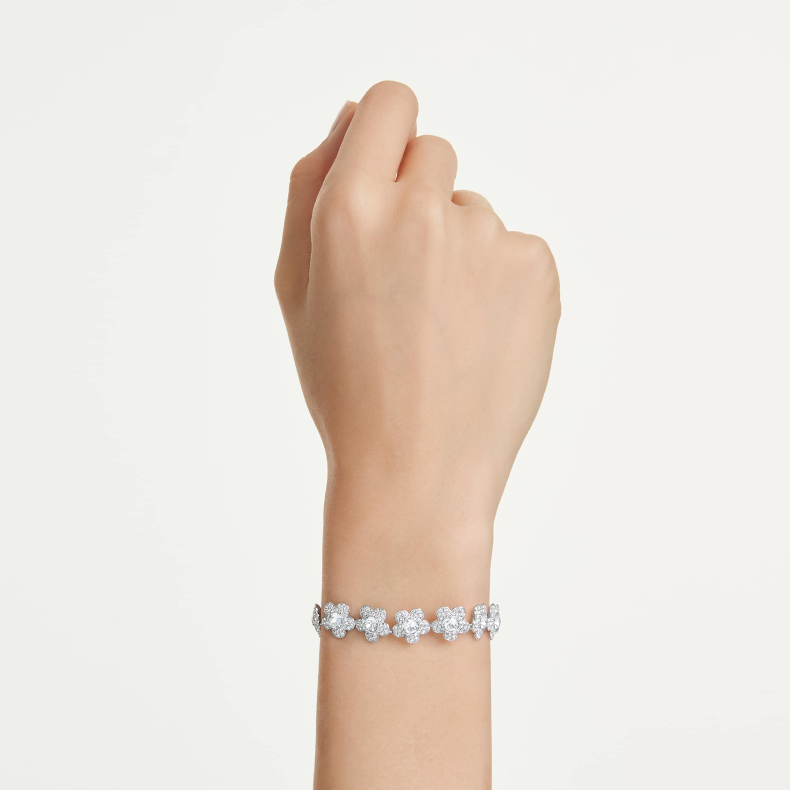Ariana Grande x Swarovski bracelet Round cut, Flower, White, Rhodium plated