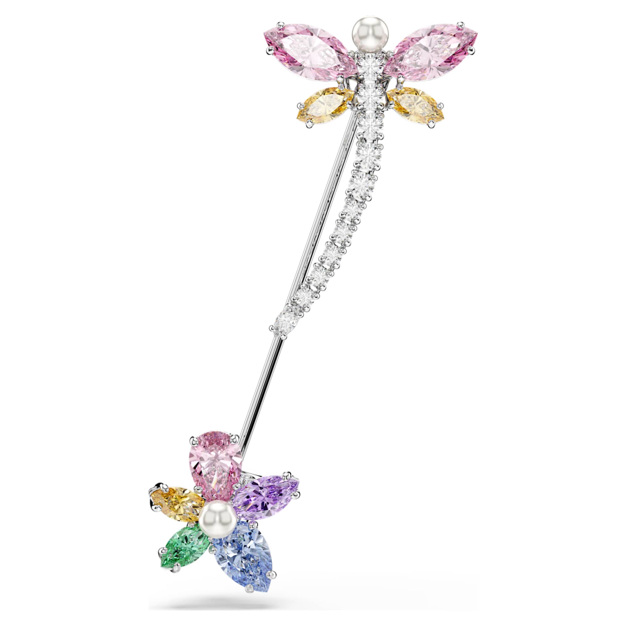 Ariana Grande x Swarovski brooch Mixed cuts, Dragonfly, Multicolored, Rhodium plated