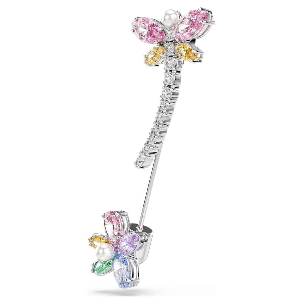 Ariana Grande x Swarovski brooch Mixed cuts, Dragonfly, Multicolored, Rhodium plated