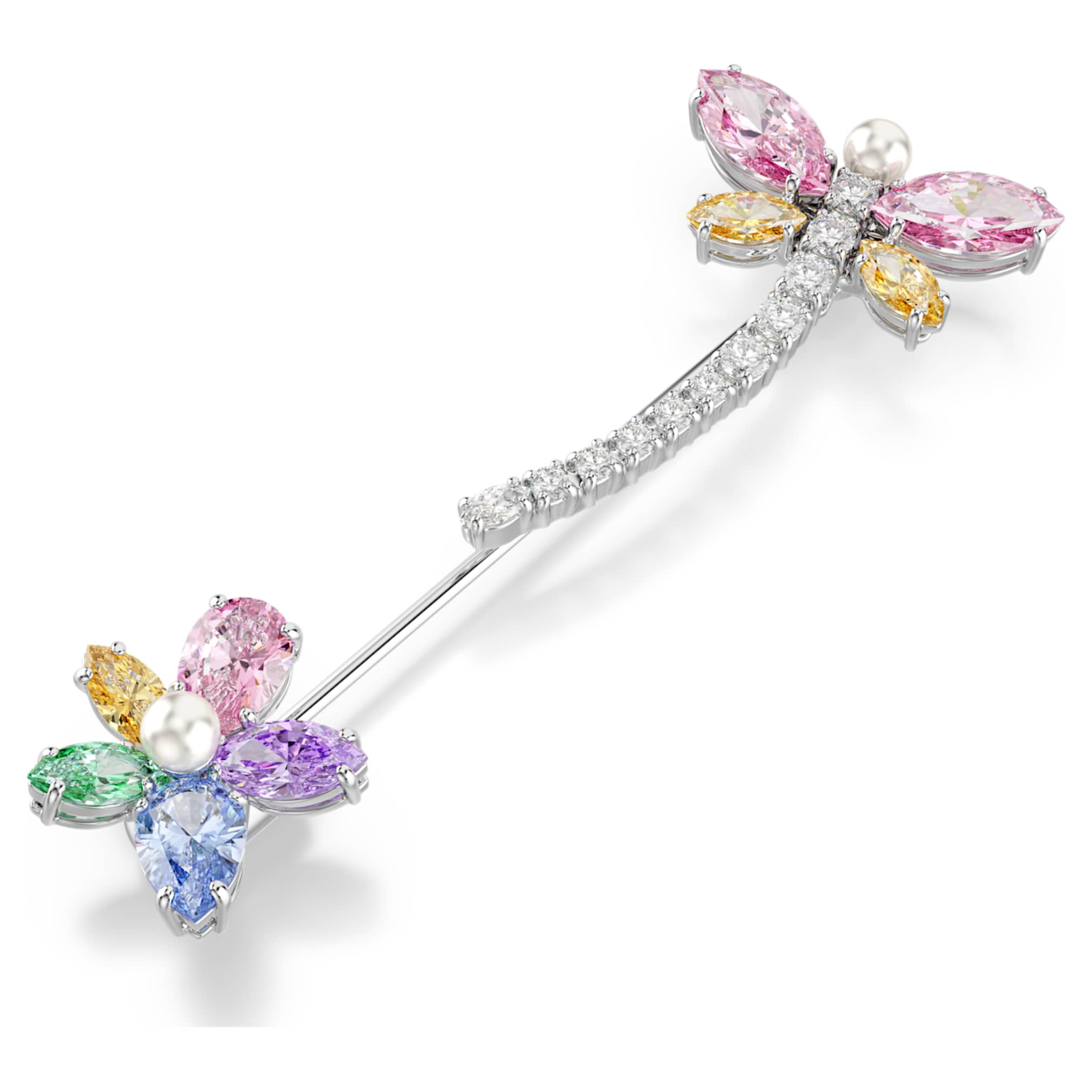 Ariana Grande x Swarovski brooch Mixed cuts, Dragonfly, Multicolored, Rhodium plated