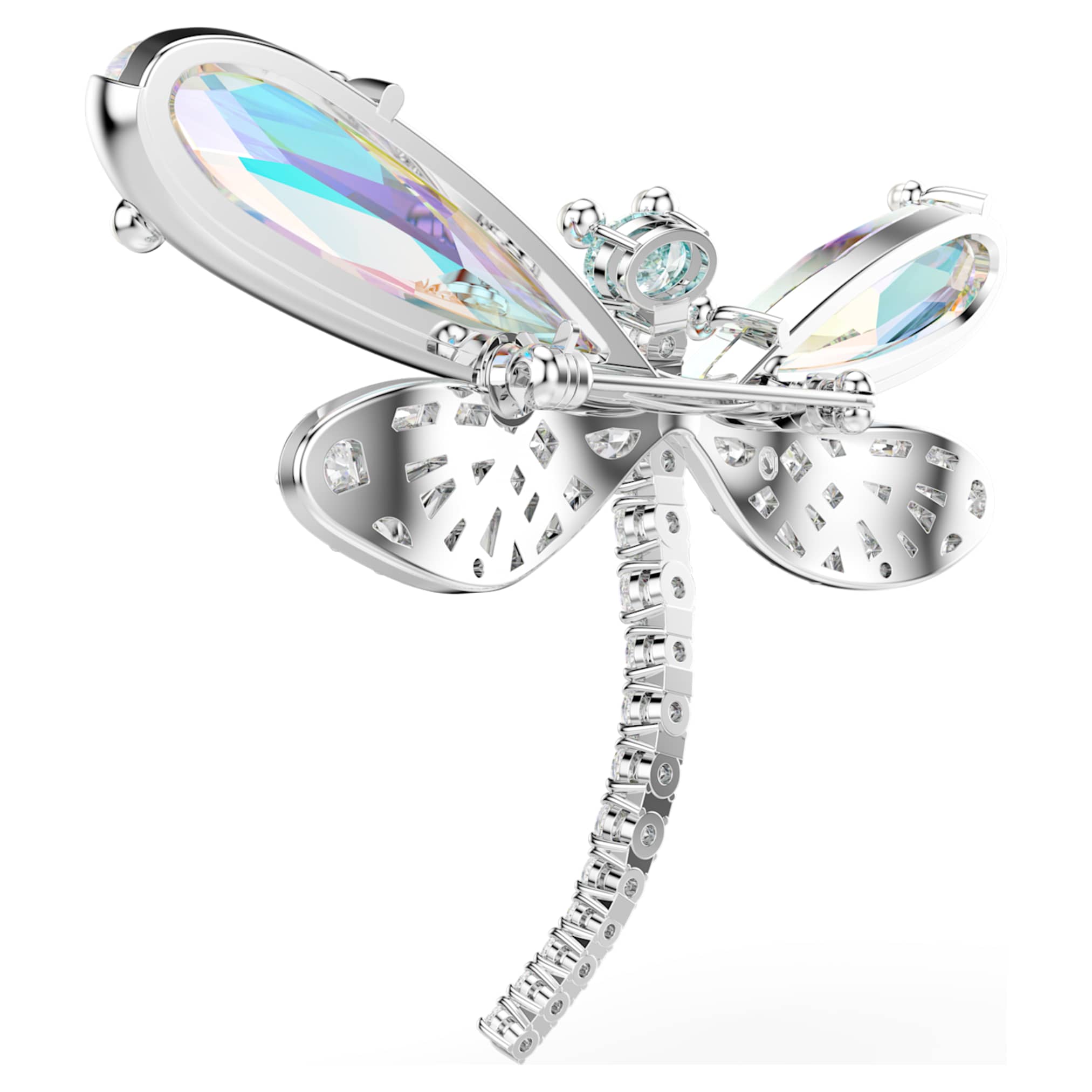 Ariana Grande x Swarovski brooch and hair accessory Crystal Pearl, Mixed cuts, Dragonfly, White, Rhodium plated