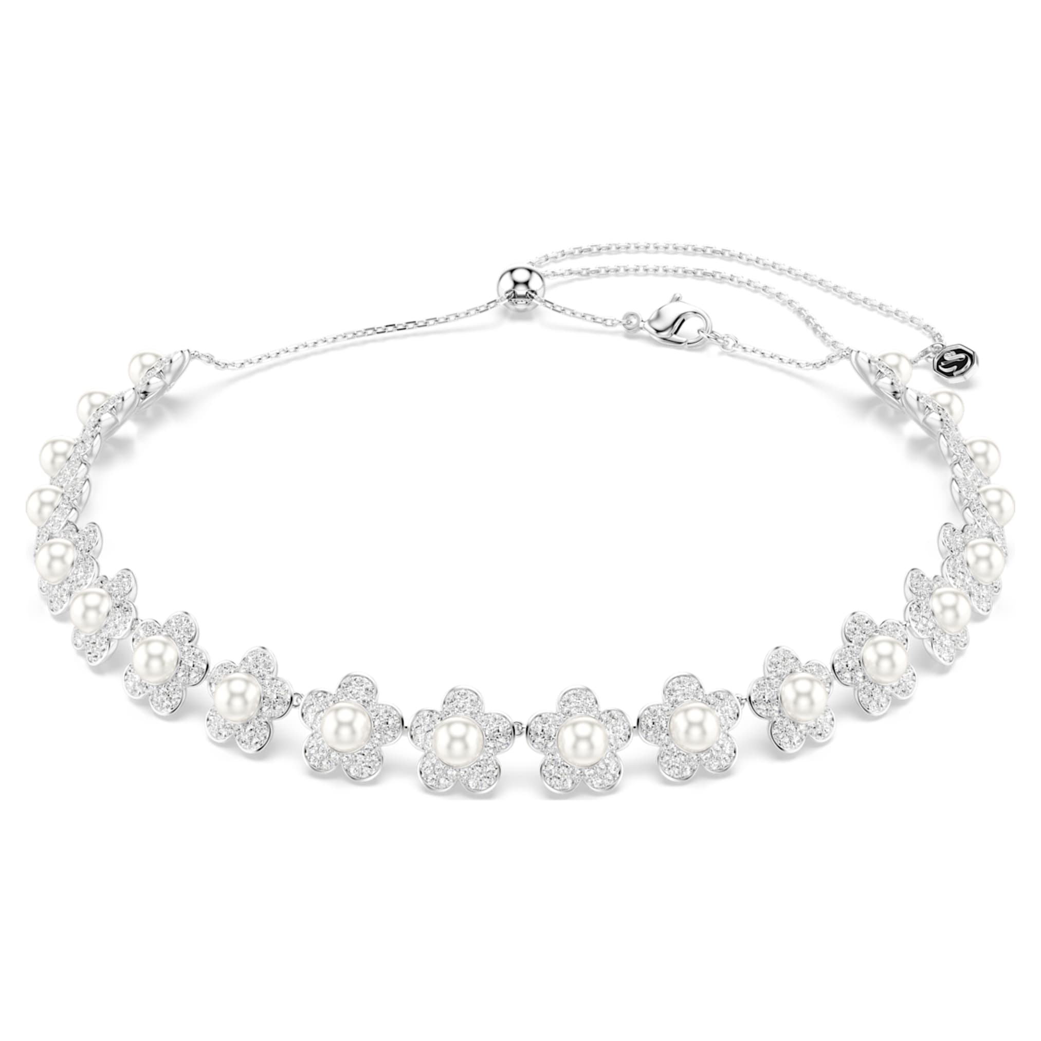 Ariana Grande x Swarovski choker Crystal pearl, Round cut, White, Rhodium plated