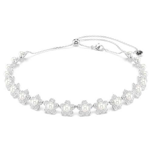 Ariana Grande x Swarovski choker Crystal pearl, Round cut, White, Rhodium plated