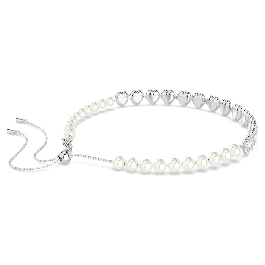 Ariana Grande x Swarovski choker Mixed cuts, Crystal pearl, Heart, White, Rhodium plated