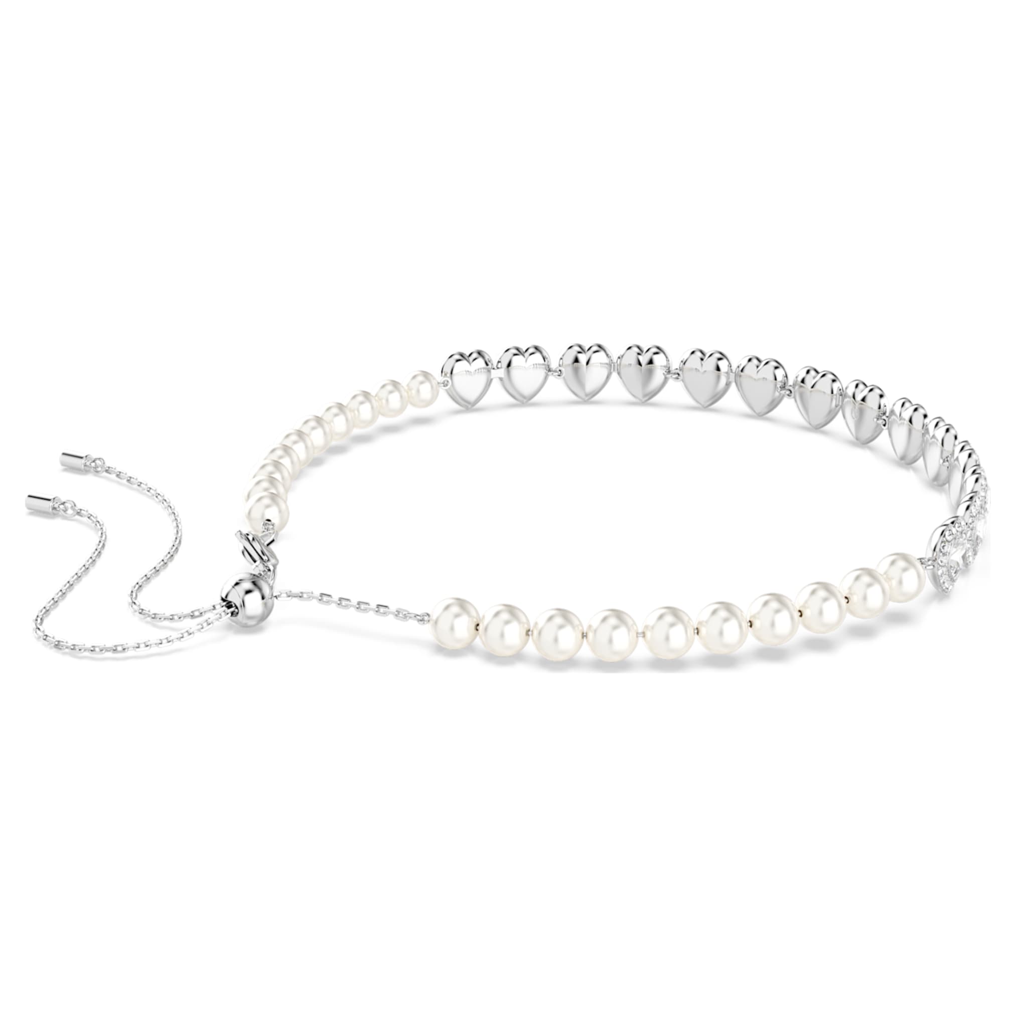 Ariana Grande x Swarovski choker Mixed cuts, Crystal pearl, Heart, White, Rhodium plated