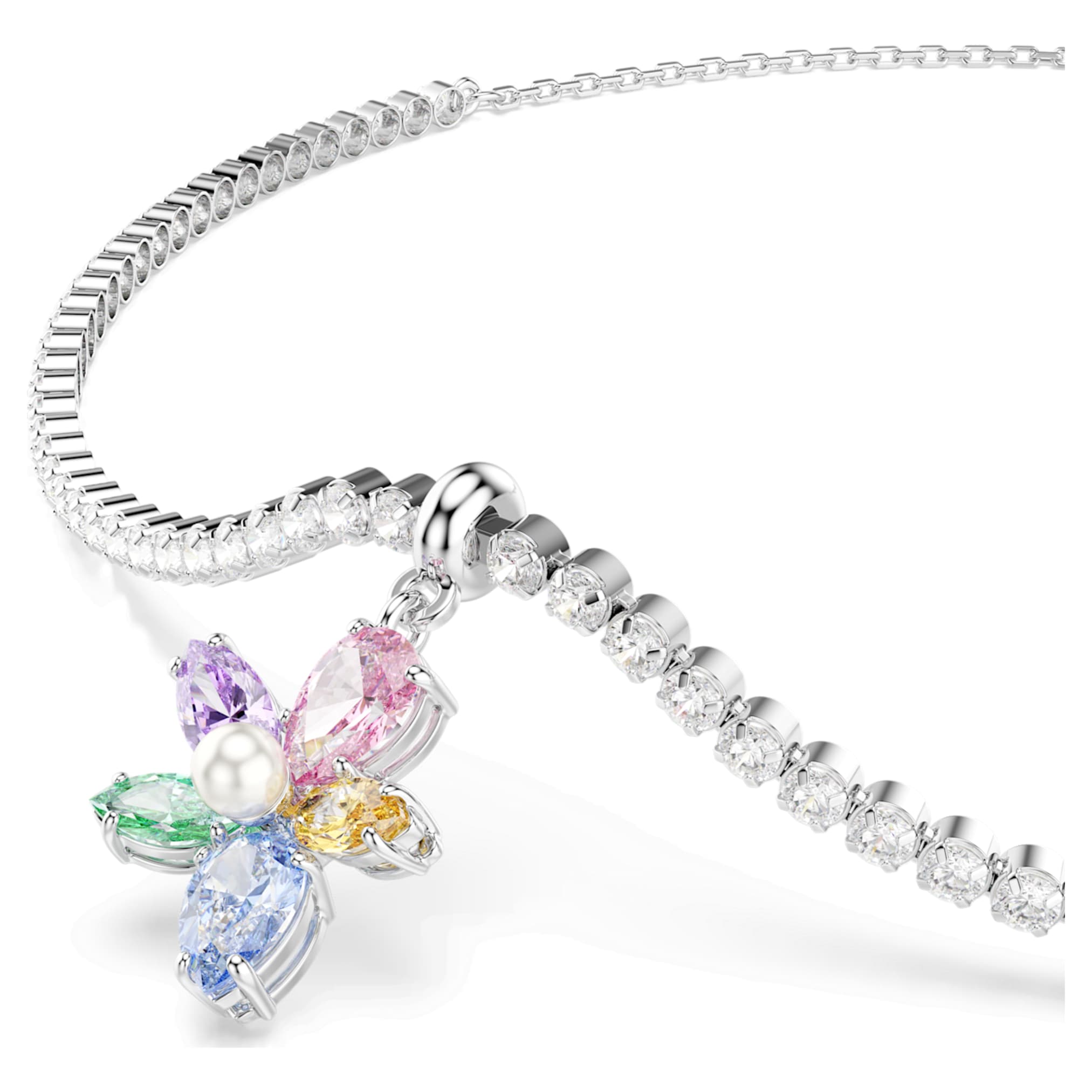 Ariana Grande x Swarovski choker Mixed cuts, Flower, Multicolored, Rhodium plated