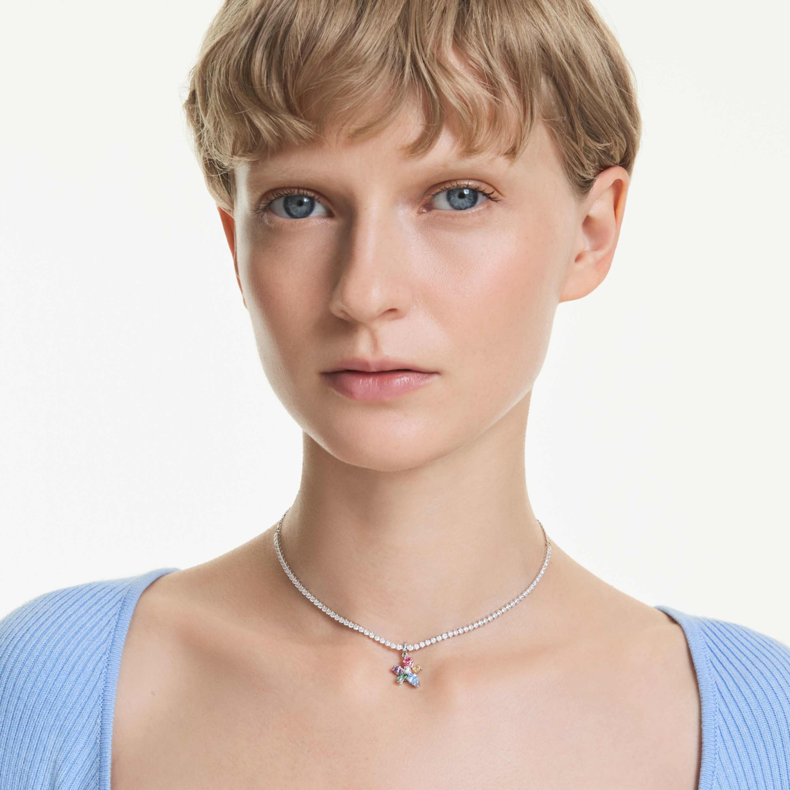 Ariana Grande x Swarovski choker Mixed cuts, Flower, Multicolored, Rhodium plated