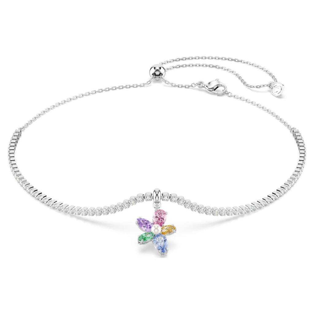 Ariana Grande x Swarovski choker Mixed cuts, Flower, Multicolored, Rhodium plated