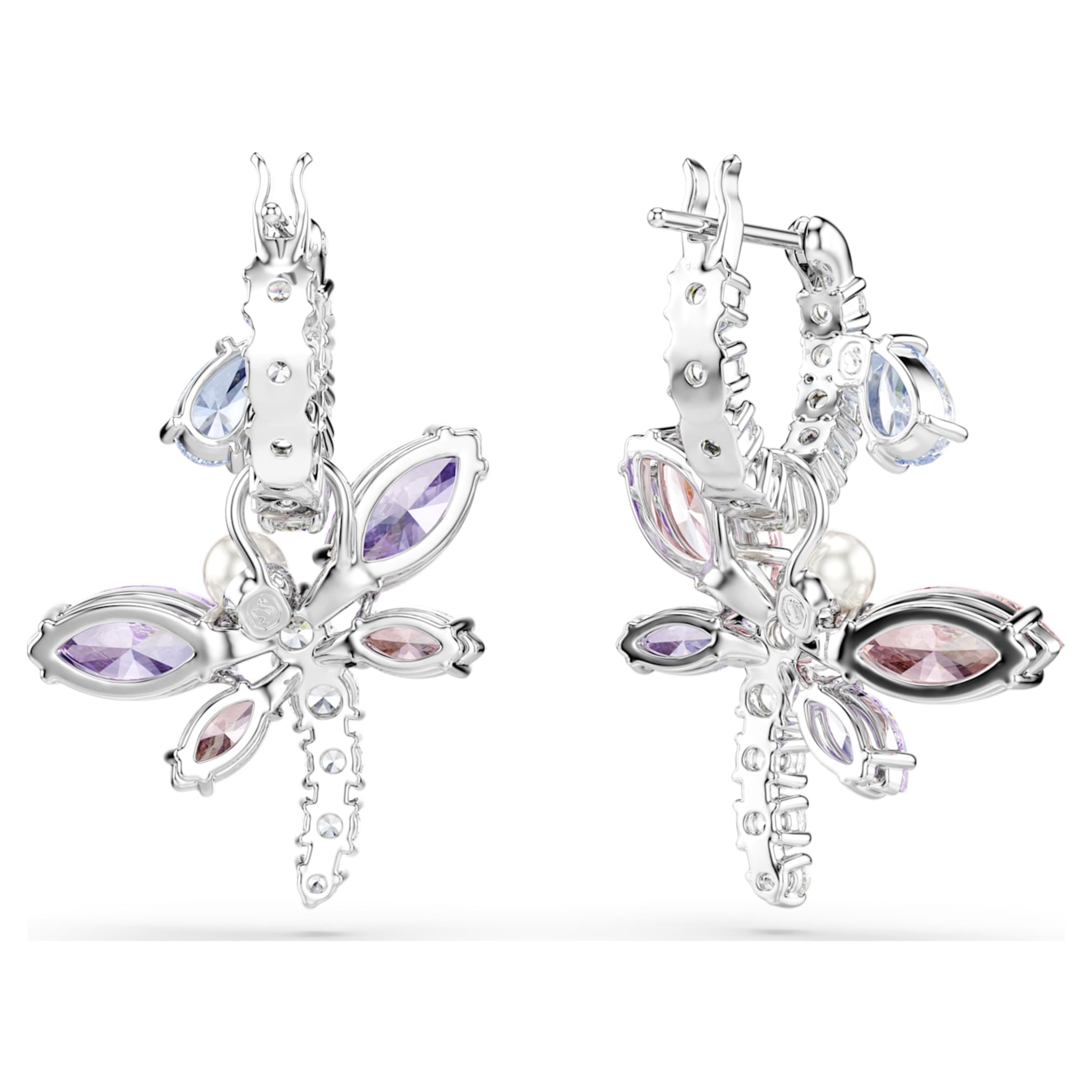 Ariana Grande x Swarovski drop earrings Mixed cuts, Dragonfly, Multicolored, Rhodium plated