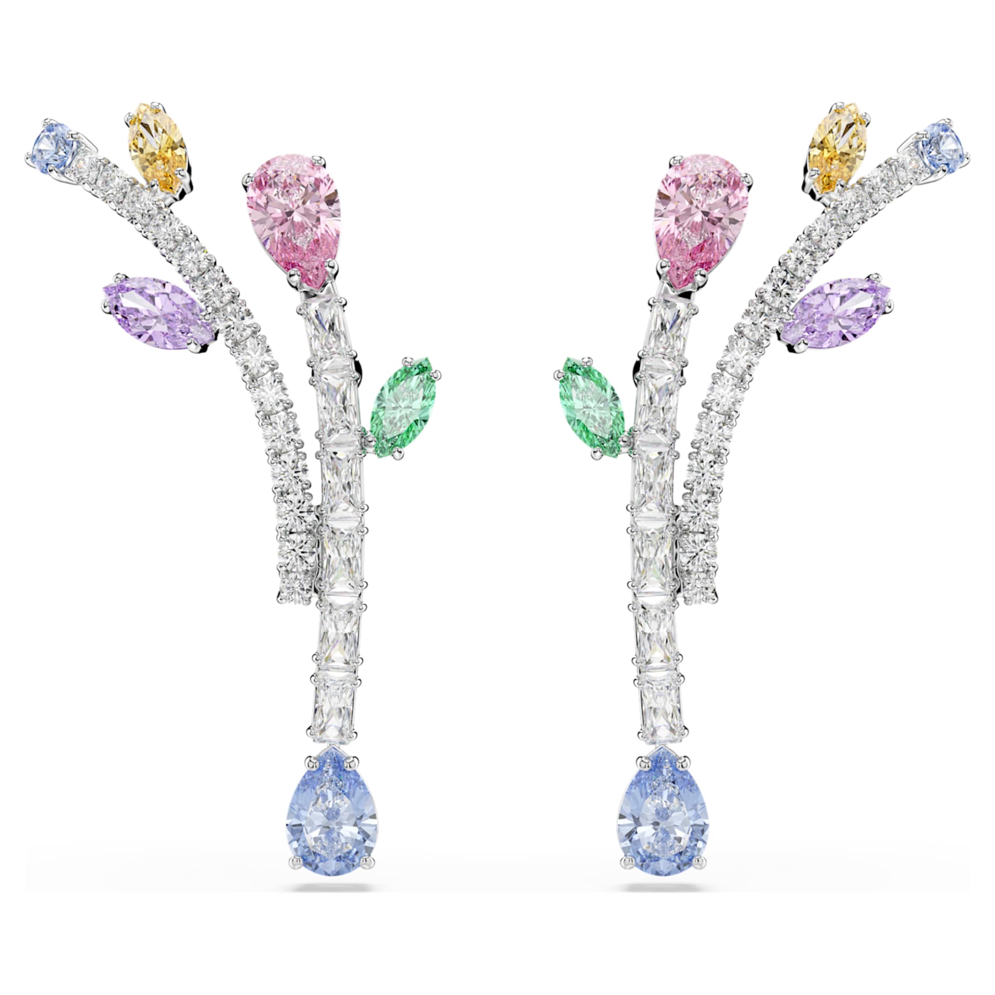 Ariana Grande x Swarovski drop earrings Mixed cuts, Multicolored, Rhodium plated